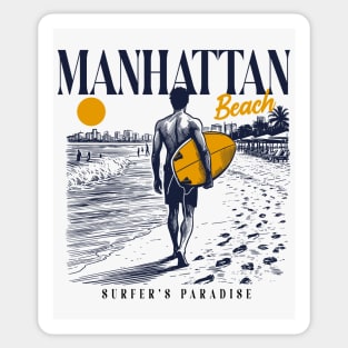 Vintage Surfing Manhattan Beach, California // Retro Surfer Sketch // Surfer's Paradise Sticker